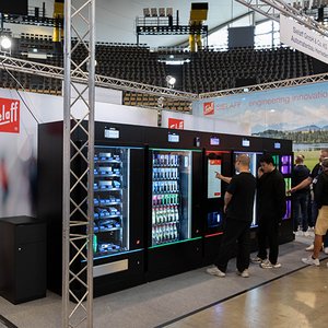 Sielaff exhibition stand with various vending machine solutions at Vendtra 2025.